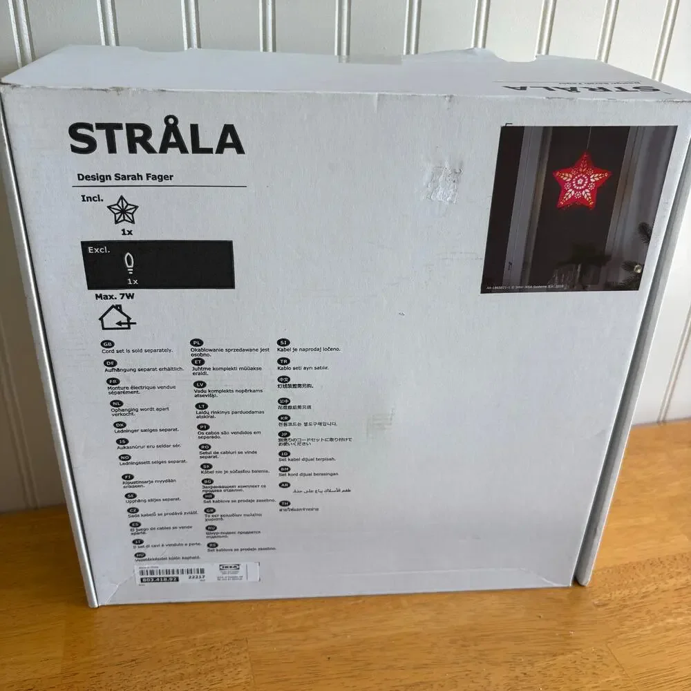 IKEA Strala Red Star Light with Cord and Bulb 2015 Hanging Art Lamp 603.418.93
